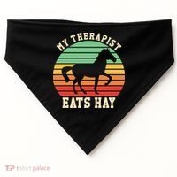 My Therapist Eats Hay Funny Horseback Riding Retro Gift USA-Made Doggie Bandana thumb 0