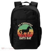 My Therapist Eats Hay Funny Horseback Riding Retro Gift Backpack thumb 0