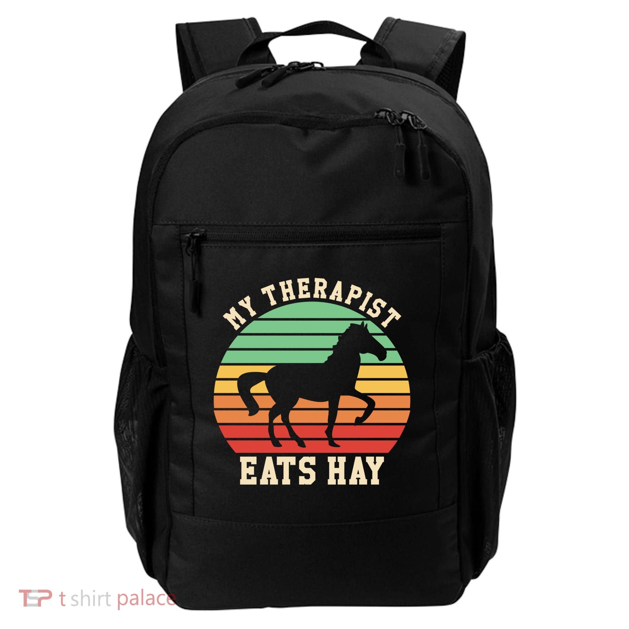 My Therapist Eats Hay Funny Horseback Riding Retro Gift Backpack