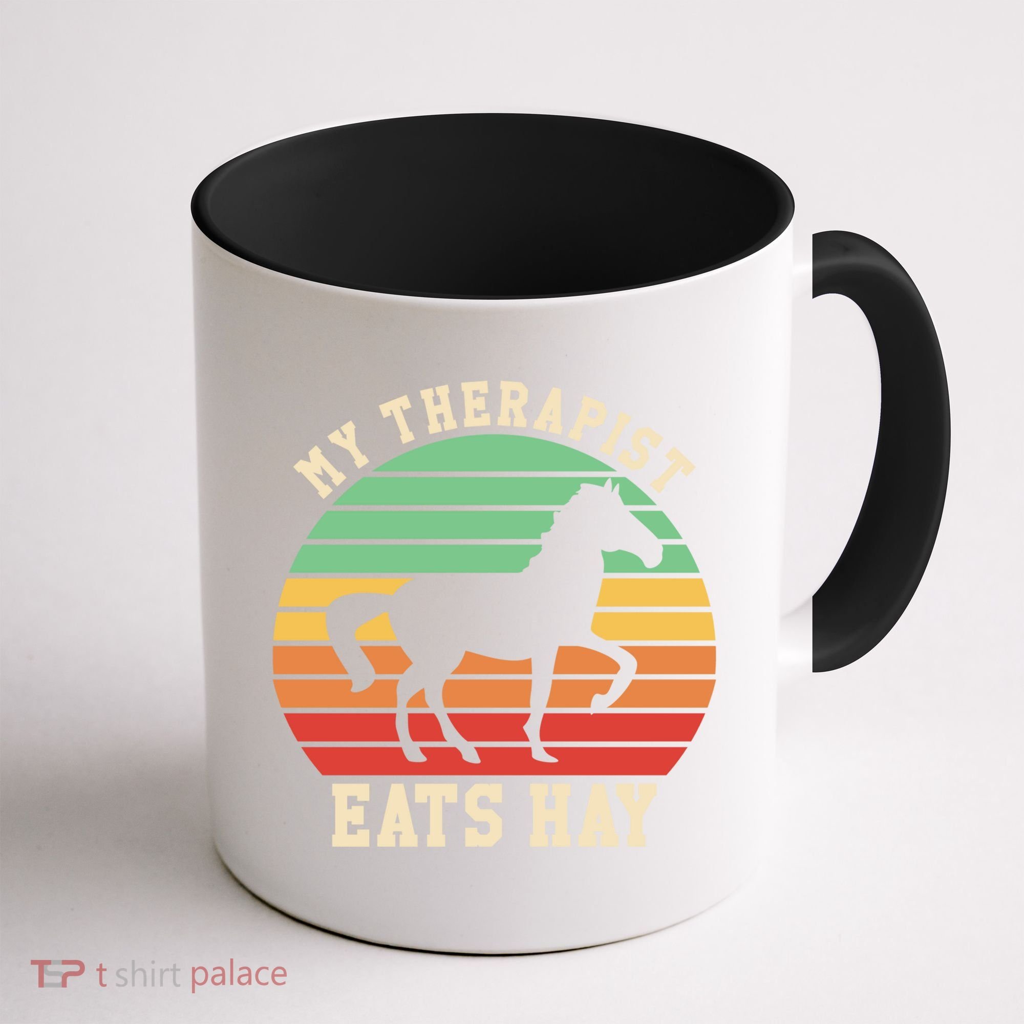 My Therapist Eats Hay Funny Horseback Riding Retro Gift Coffee Mug