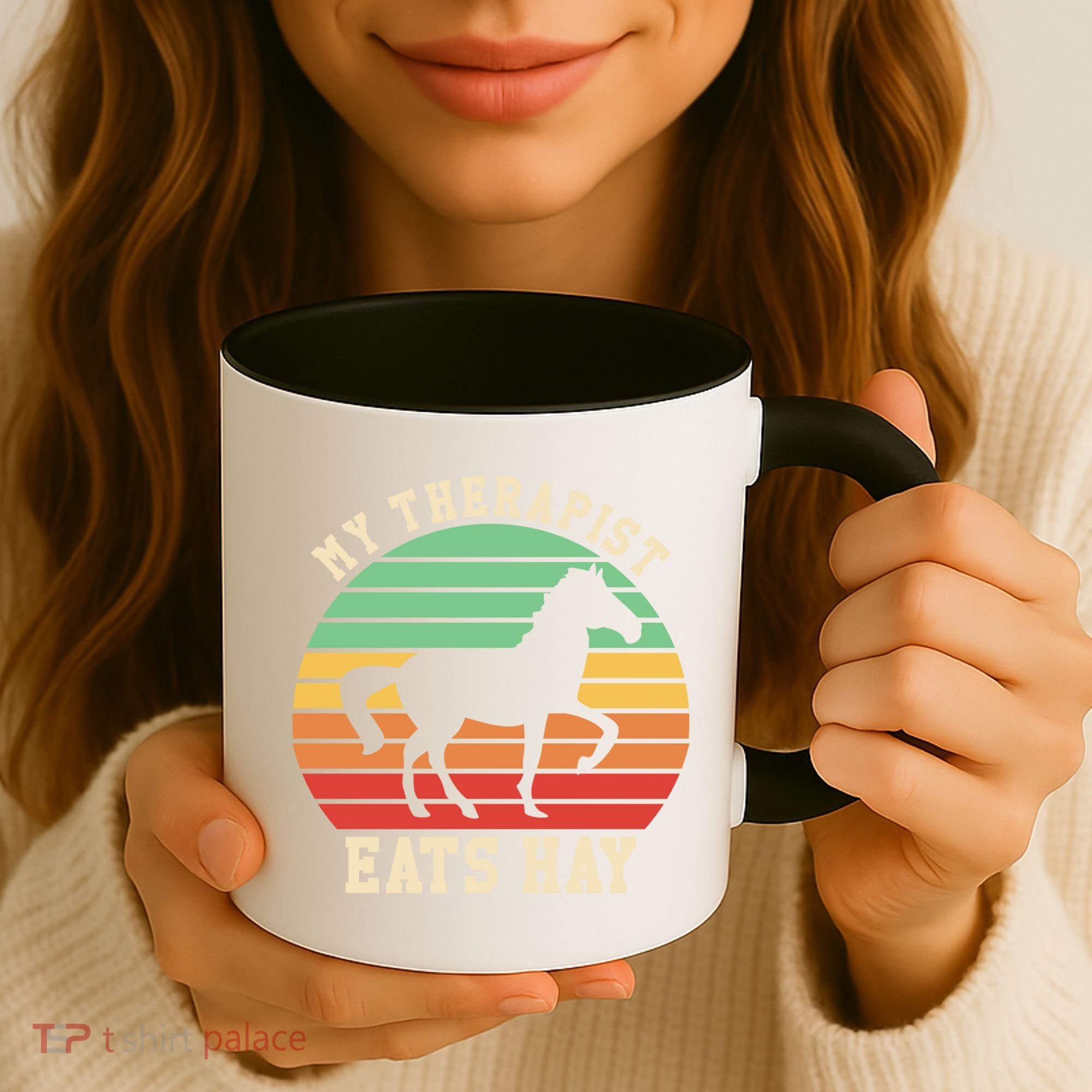 My Therapist Eats Hay Funny Horseback Riding Retro Gift Coffee Mug