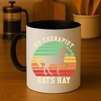 My Therapist Eats Hay Funny Horseback Riding Retro Gift Coffee Mug thumb 4