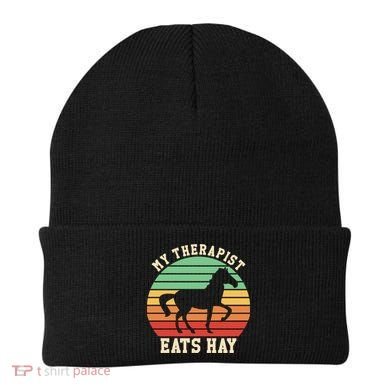 My Therapist Eats Hay Funny Horseback Riding Retro Gift Beanie