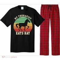 My Therapist Eats Hay Funny Horseback Riding Retro Gift Pajama Set thumb 0