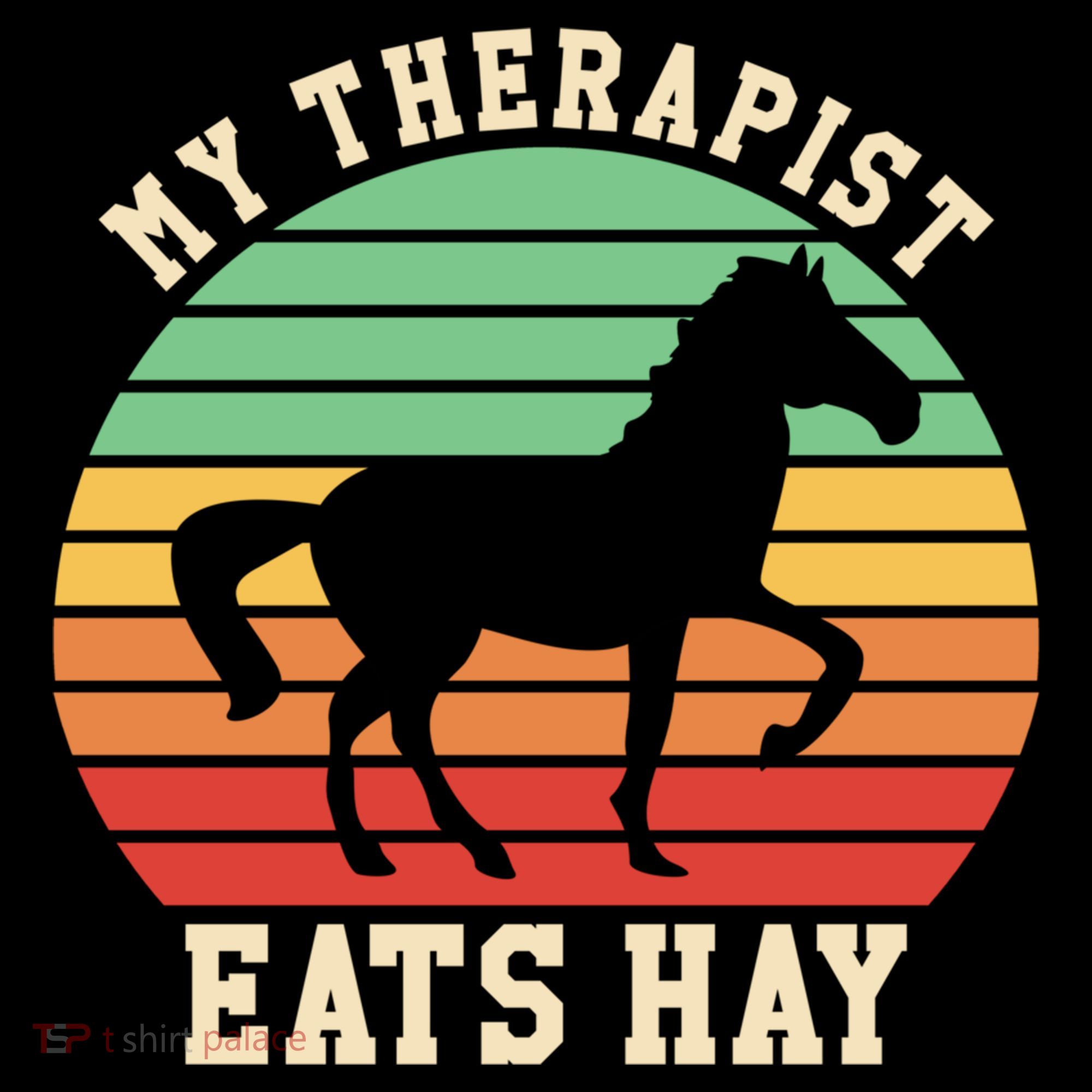 My Therapist Eats Hay Funny Horseback Riding Retro Gift Women's Hoodie