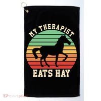 My Therapist Eats Hay Funny Horseback Riding Retro Gift Golf Towel thumb 0