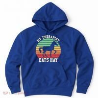 My Therapist Eats Hay Funny Horseback Riding Retro Gift Hoodie thumb 0