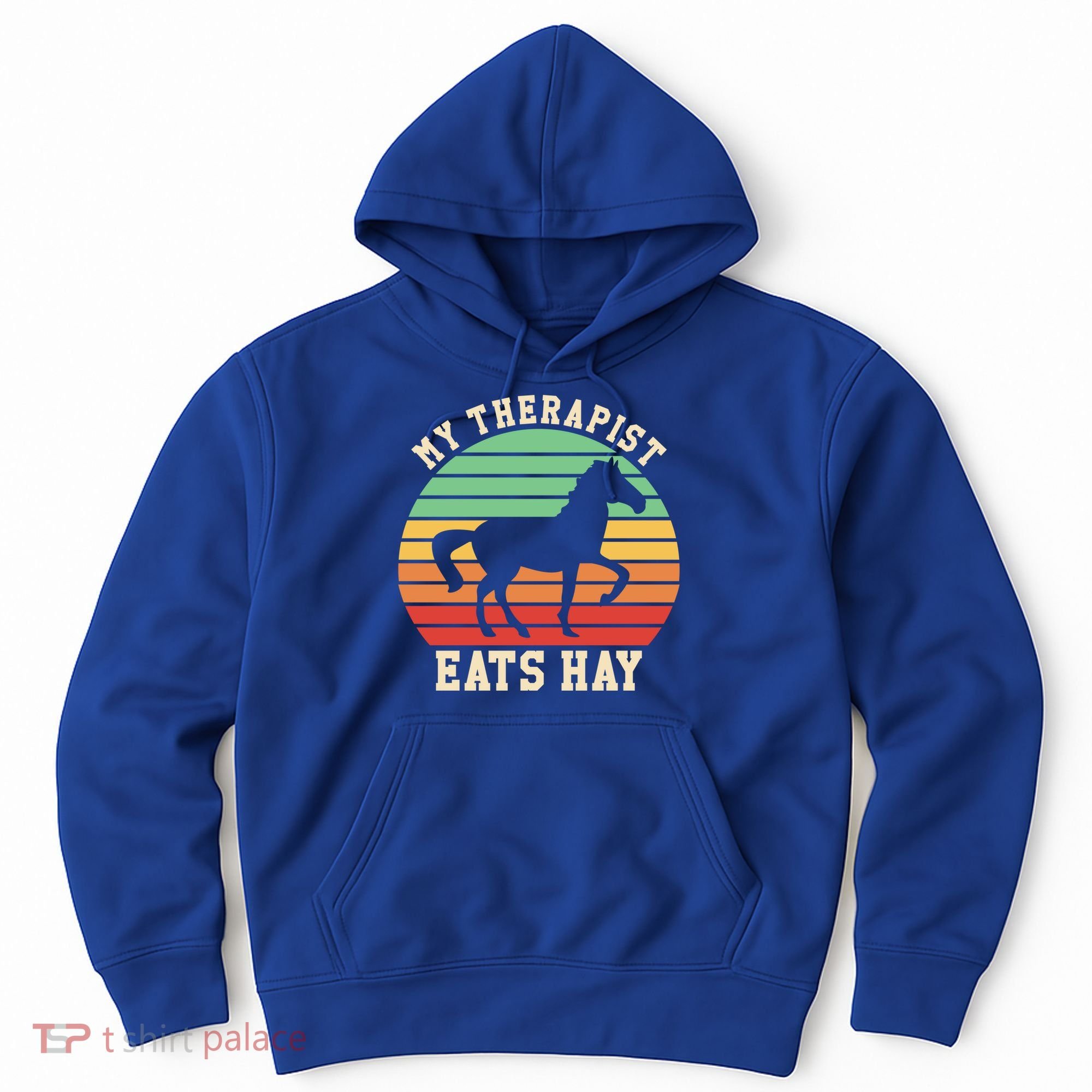 My Therapist Eats Hay Funny Horseback Riding Retro Gift Hoodie