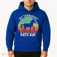 My Therapist Eats Hay Funny Horseback Riding Retro Gift Hoodie thumb 2