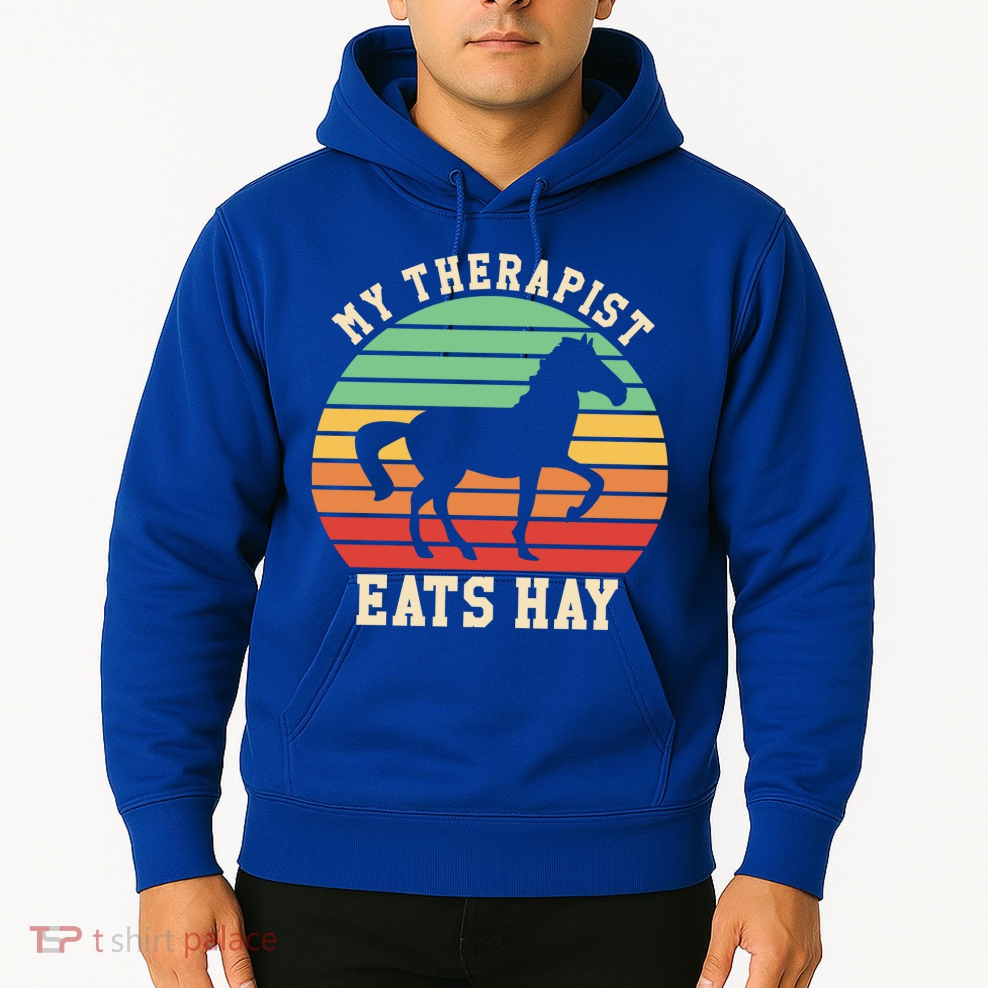 My Therapist Eats Hay Funny Horseback Riding Retro Gift Hoodie
