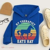 My Therapist Eats Hay Funny Horseback Riding Retro Gift Hoodie thumb 4