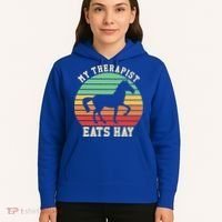 My Therapist Eats Hay Funny Horseback Riding Retro Gift Hoodie thumb 5