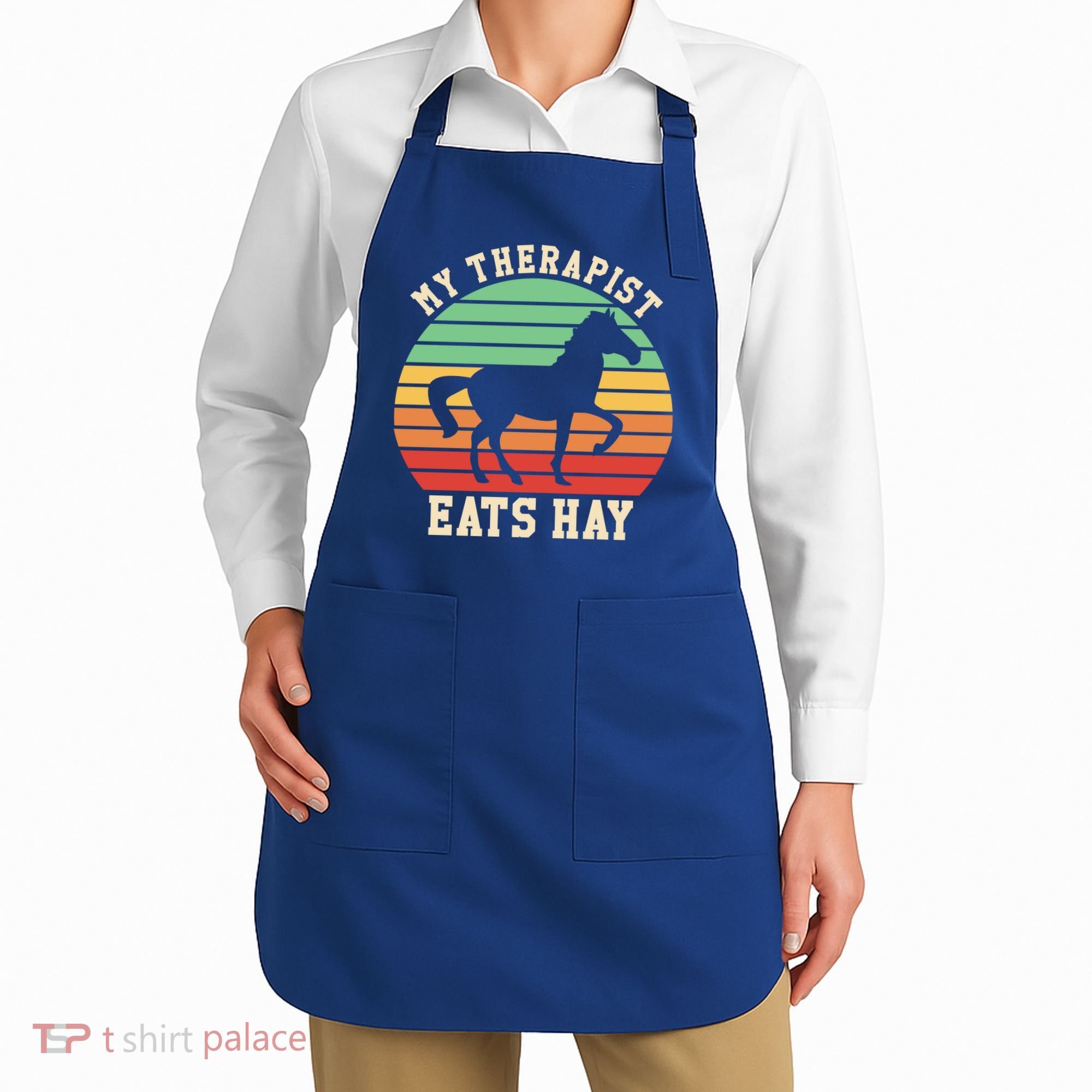 My Therapist Eats Hay Funny Horseback Riding Retro Gift Apron