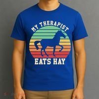 My Therapist Eats Hay Funny Horseback Riding Retro Gift T-Shirt thumb 3