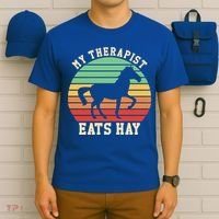 My Therapist Eats Hay Funny Horseback Riding Retro Gift T-Shirt thumb 6