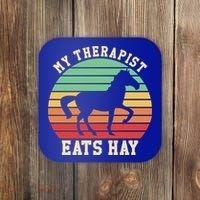 My Therapist Eats Hay Funny Horseback Riding Retro Gift Coaster thumb 0