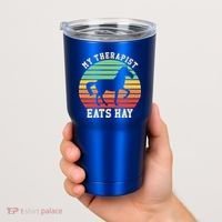 My Therapist Eats Hay Funny Horseback Riding Retro Gift Tumbler thumb 2