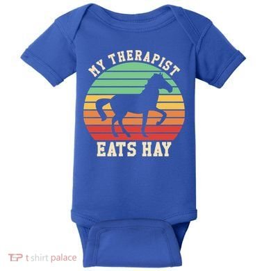 My Therapist Eats Hay Funny Horseback Riding Retro Gift Baby Bodysuit