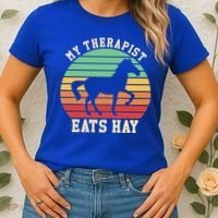 My Therapist Eats Hay Funny Horseback Riding Retro Gift Women's T-Shirt thumb 2
