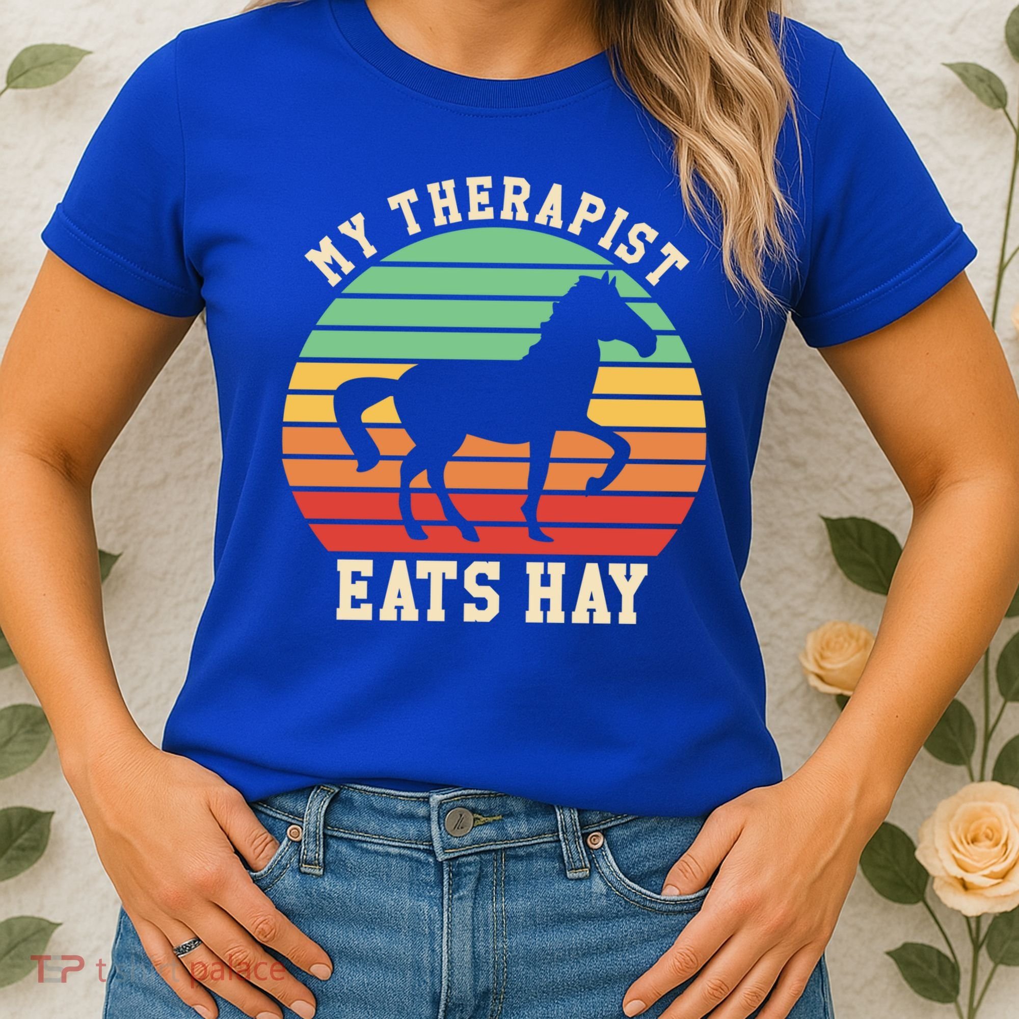 My Therapist Eats Hay Funny Horseback Riding Retro Gift Women's T-Shirt