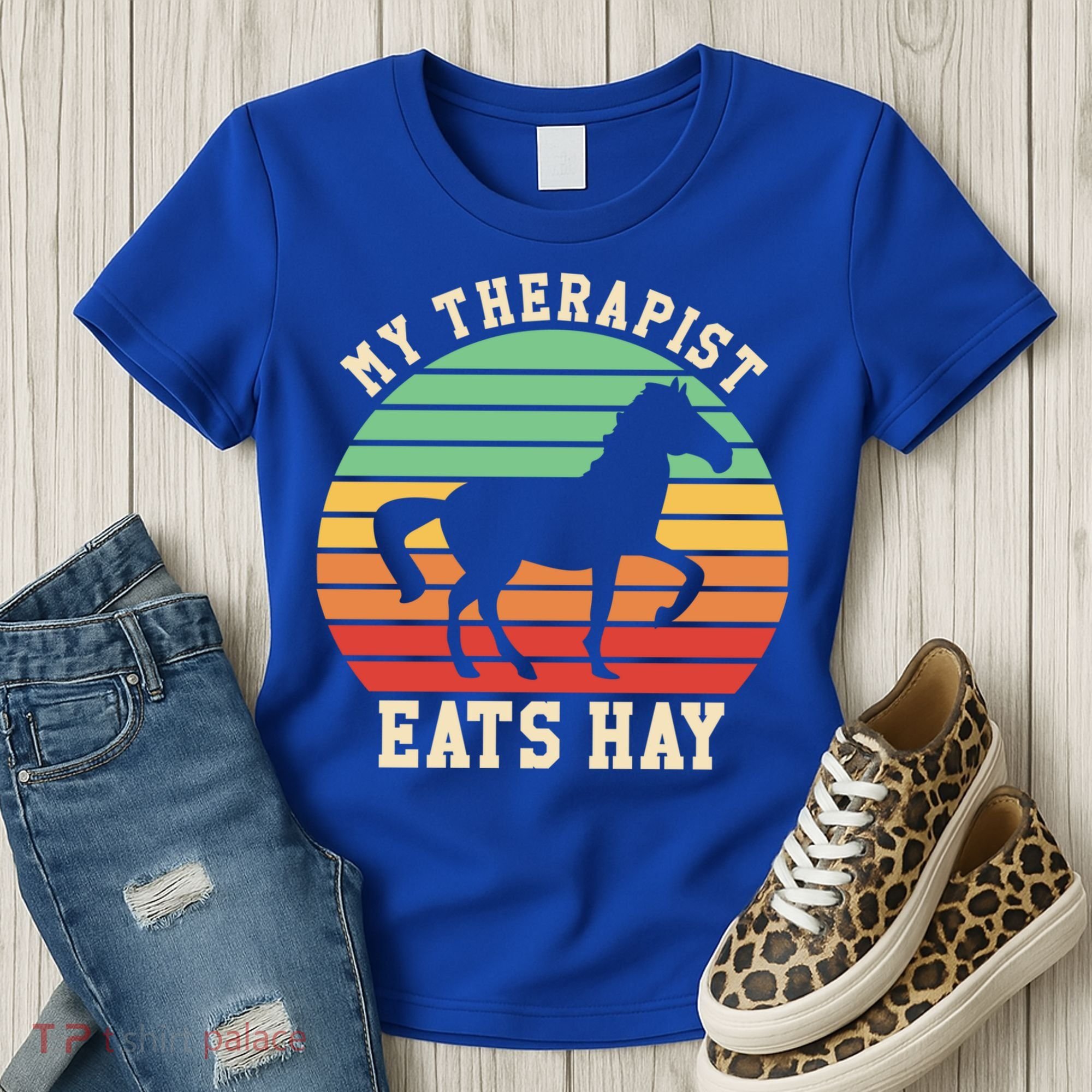 My Therapist Eats Hay Funny Horseback Riding Retro Gift Women's T-Shirt