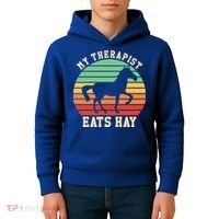 My Therapist Eats Hay Funny Horseback Riding Retro Gift Kids Hoodie thumb 4
