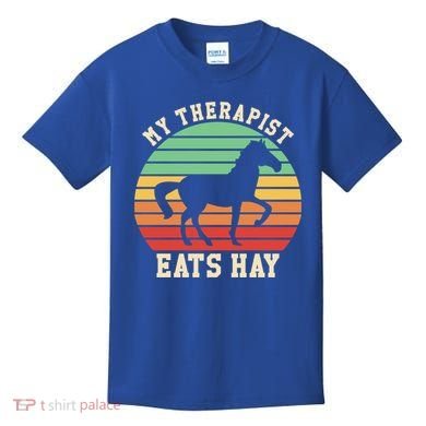 My Therapist Eats Hay Funny Horseback Riding Retro Gift Kids T-Shirt