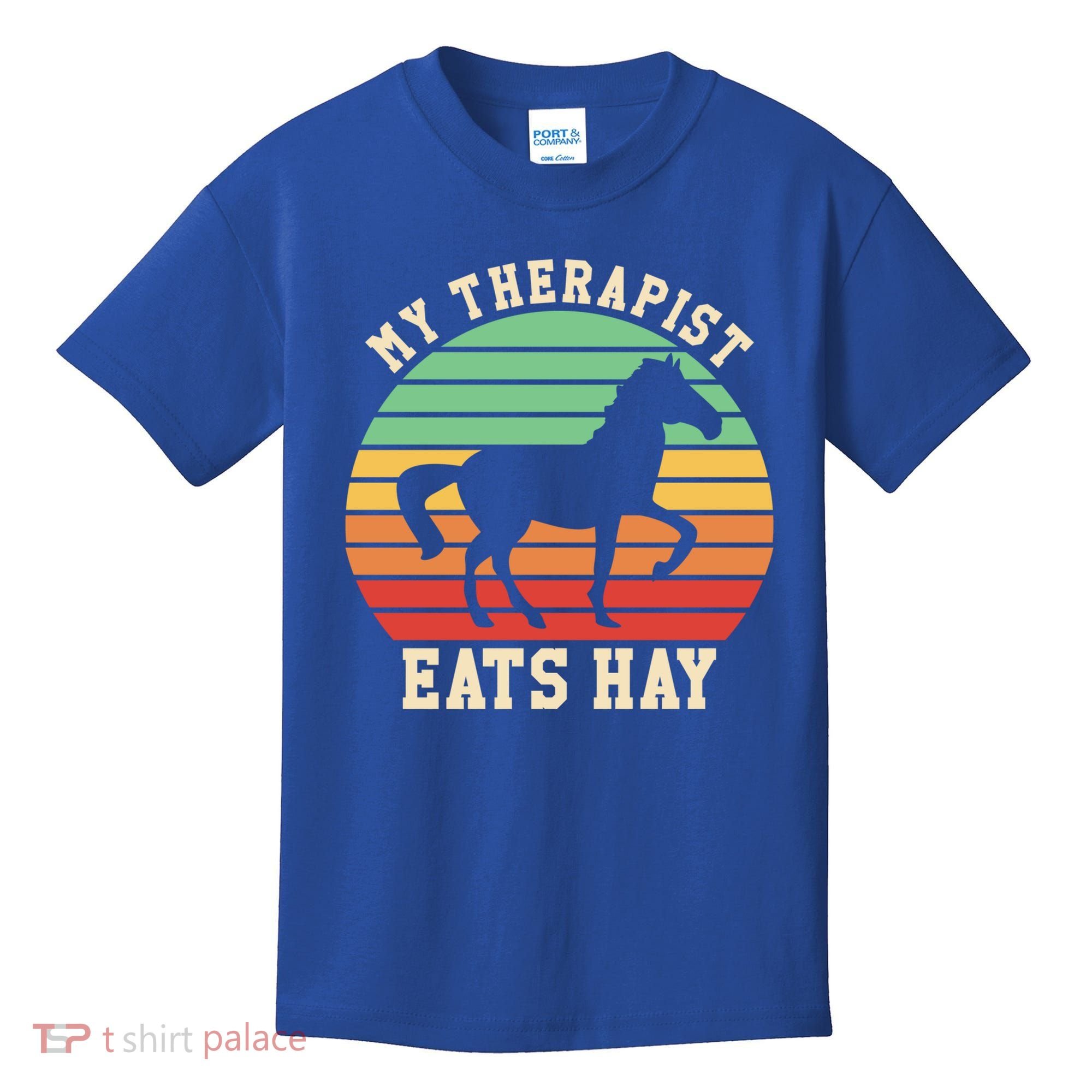 My Therapist Eats Hay Funny Horseback Riding Retro Gift Kids T-Shirt