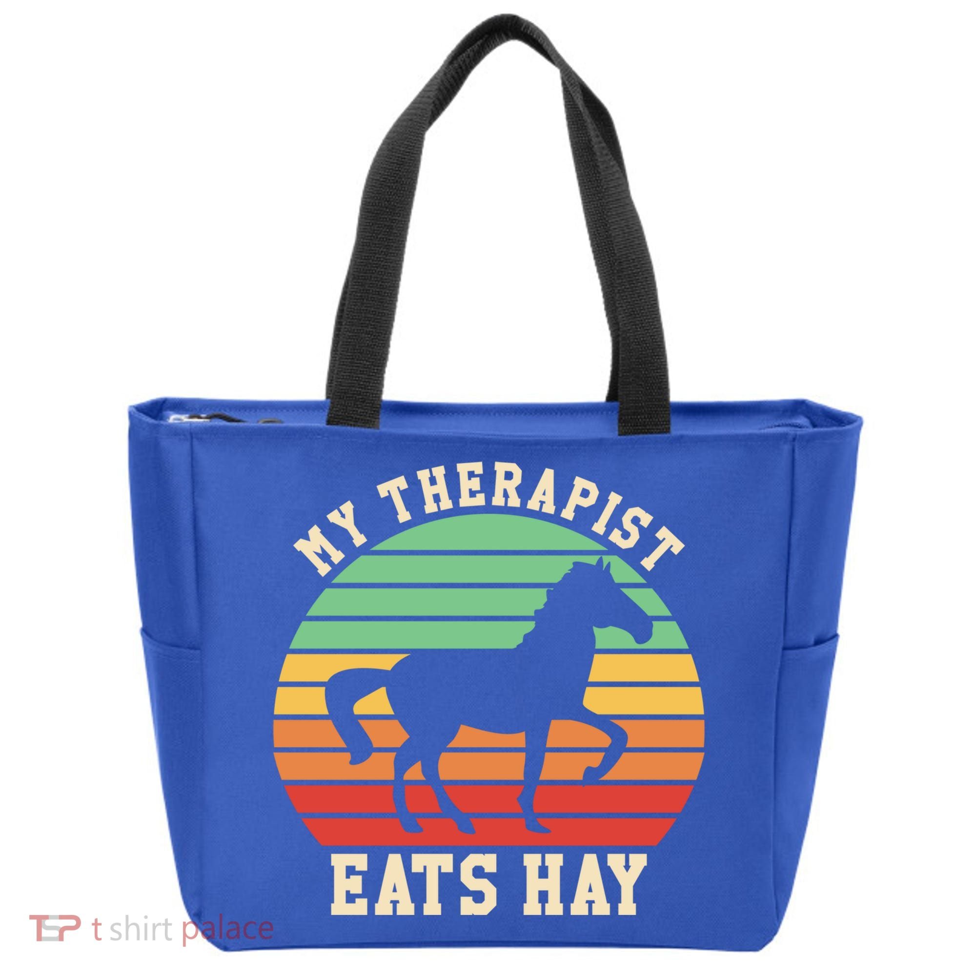 My Therapist Eats Hay Funny Horseback Riding Retro Gift Tote Bag