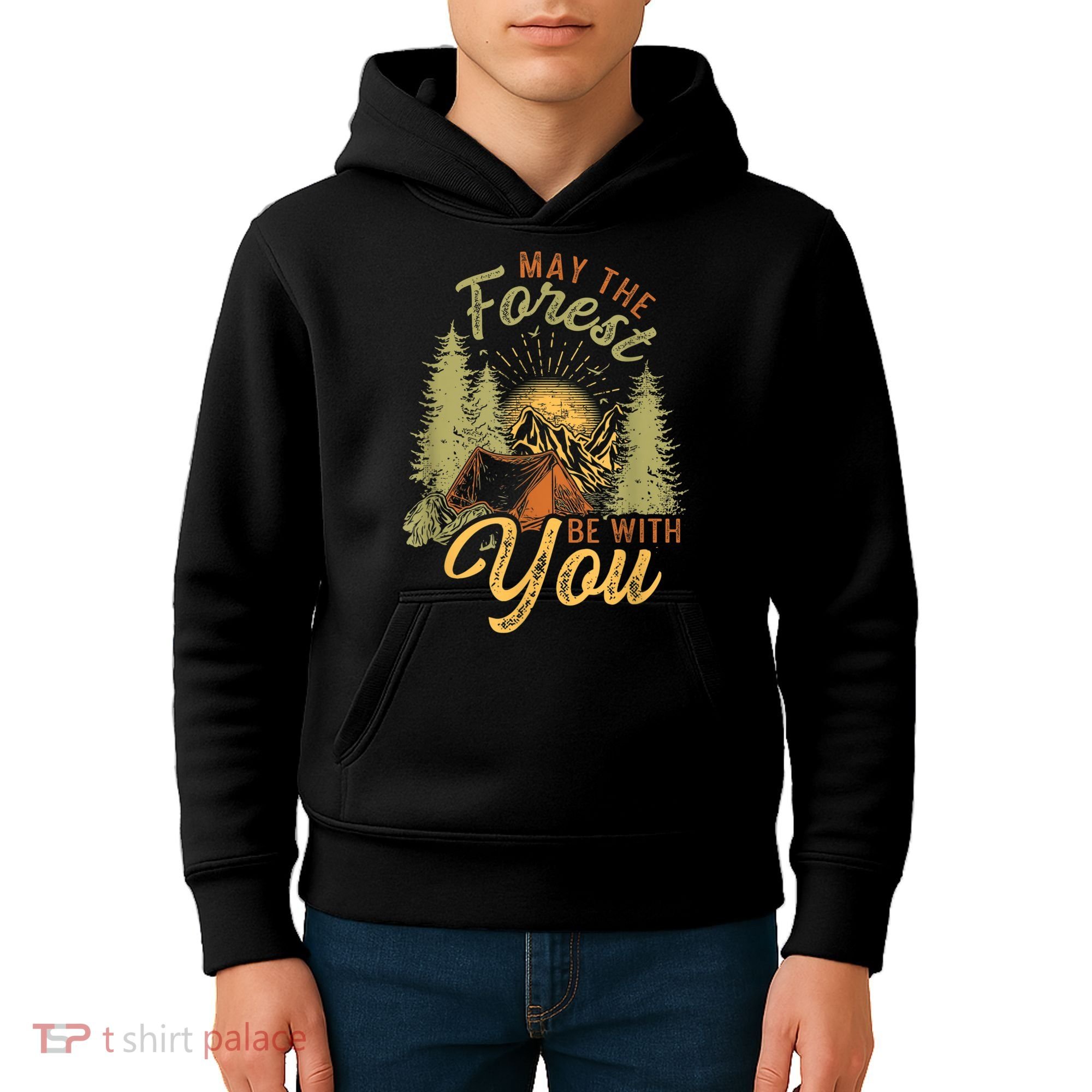 May The Forest Be With You Camping Kids Hoodie