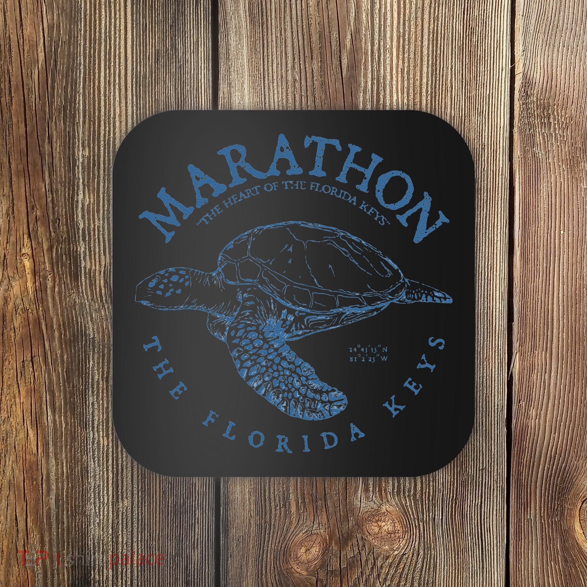 Marathon Turtle Florida Keys Scuba Fishing Diving Tee Coaster