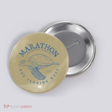 Marathon Turtle Florida Keys Scuba Fishing Diving Tee Button
