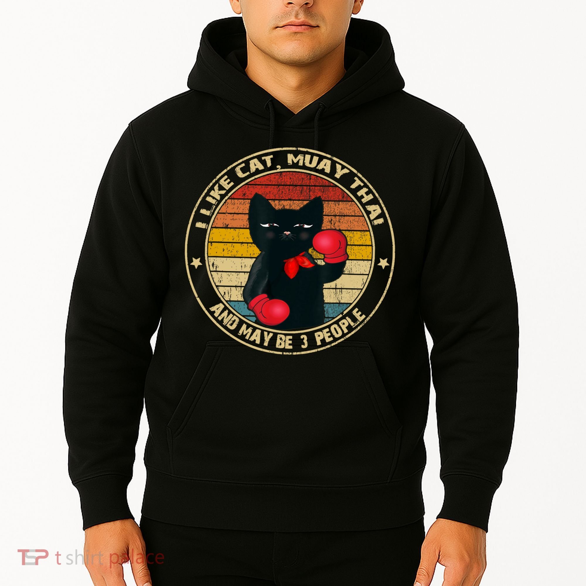 Muay Thai Funny Cat Kickboxing Thailand Boxing Cat Boxing Hoodie