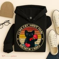Muay Thai Funny Cat Kickboxing Thailand Boxing Cat Boxing Hoodie thumb 4
