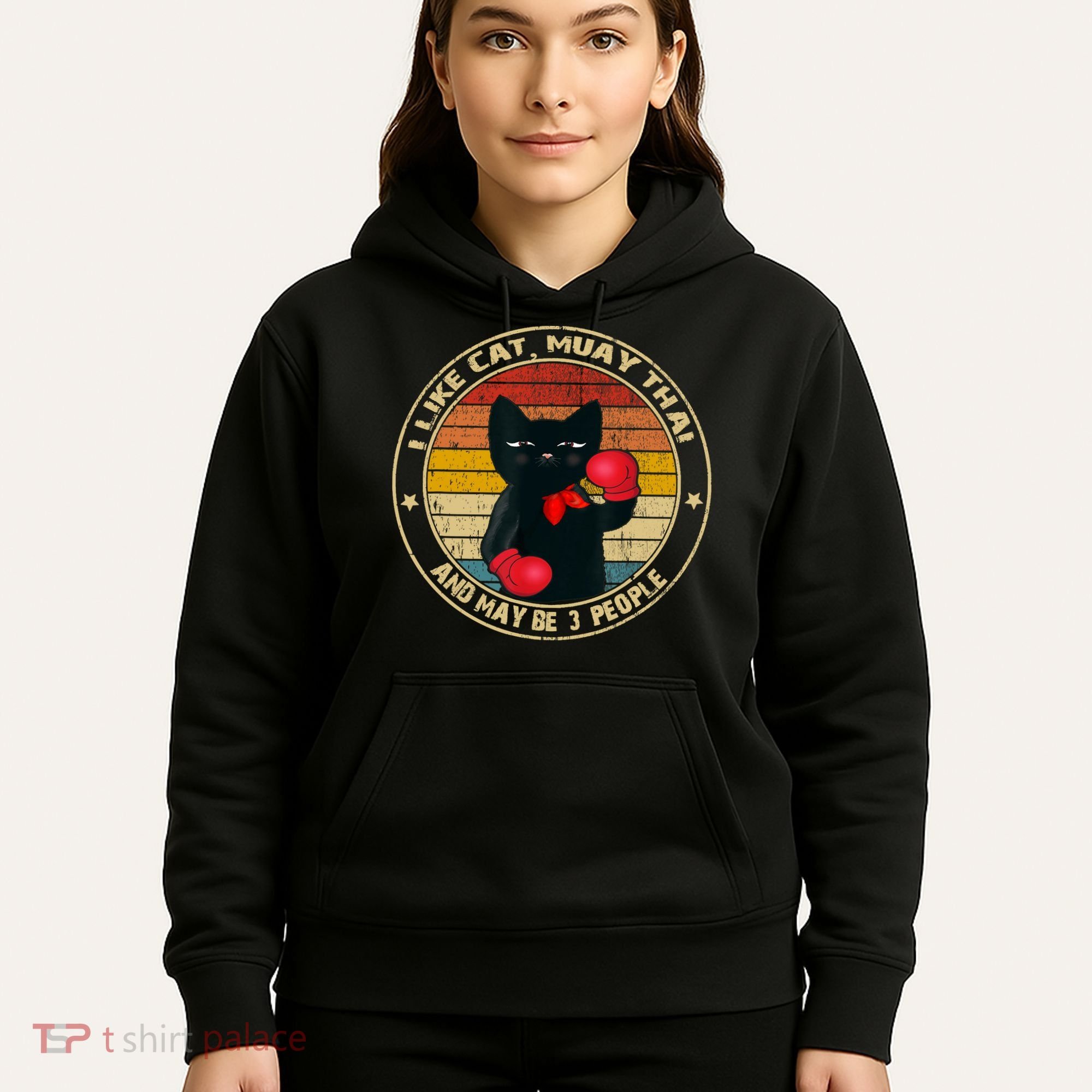 Muay Thai Funny Cat Kickboxing Thailand Boxing Cat Boxing Hoodie