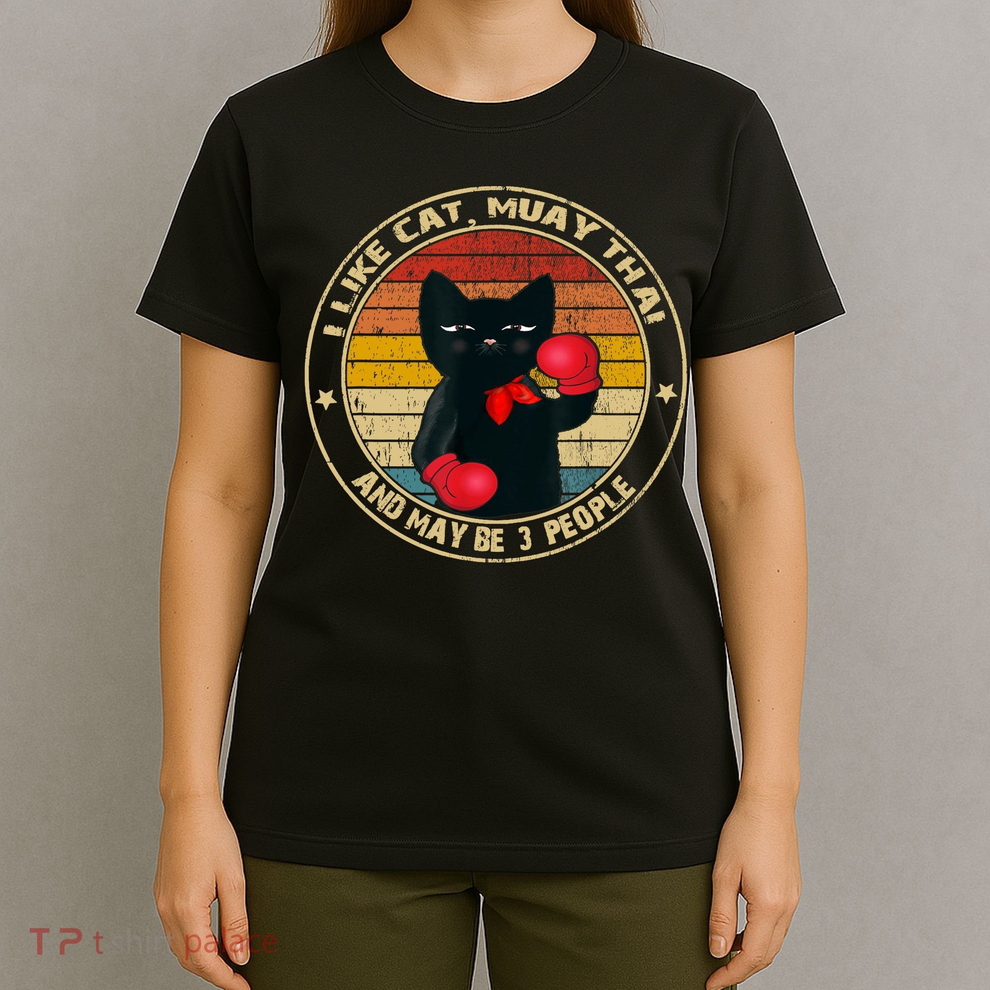 Muay Thai Funny Cat Kickboxing Thailand Boxing Cat Boxing T-Shirt