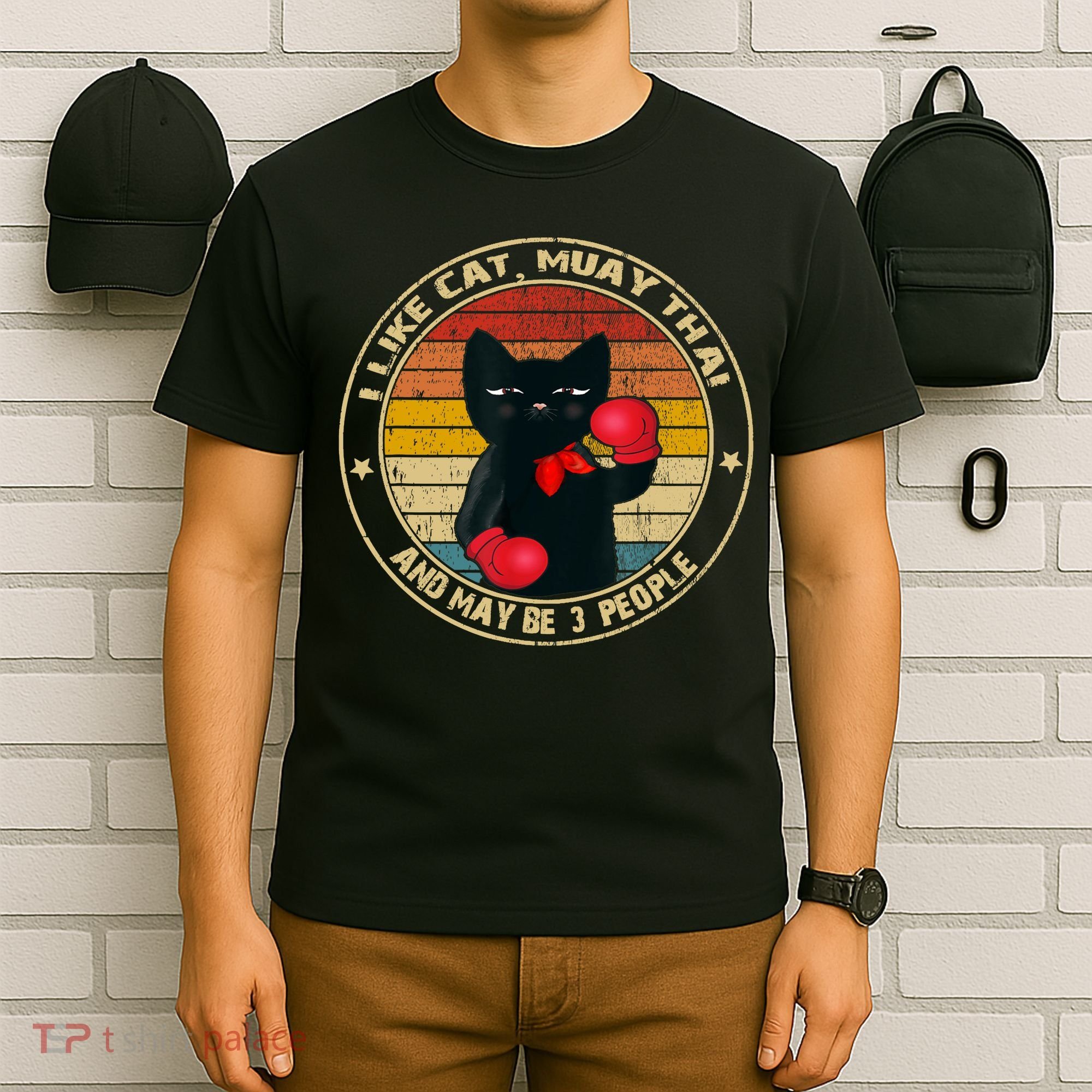 Muay Thai Funny Cat Kickboxing Thailand Boxing Cat Boxing T-Shirt