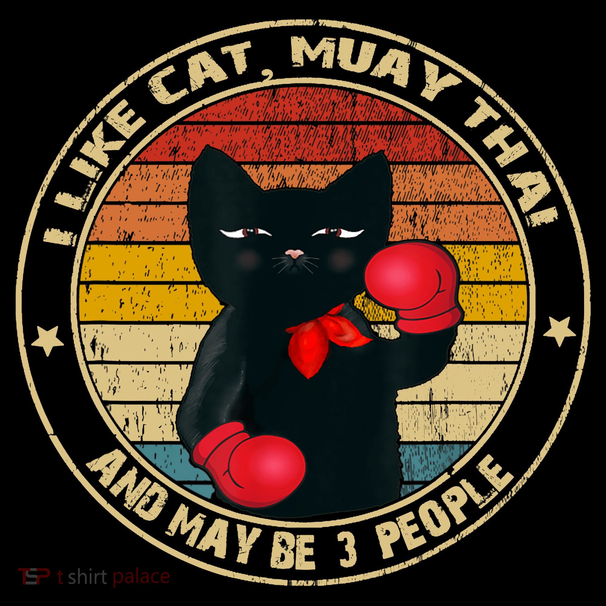 Muay Thai Funny Cat Kickboxing Thailand Boxing Cat Boxing T-Shirt