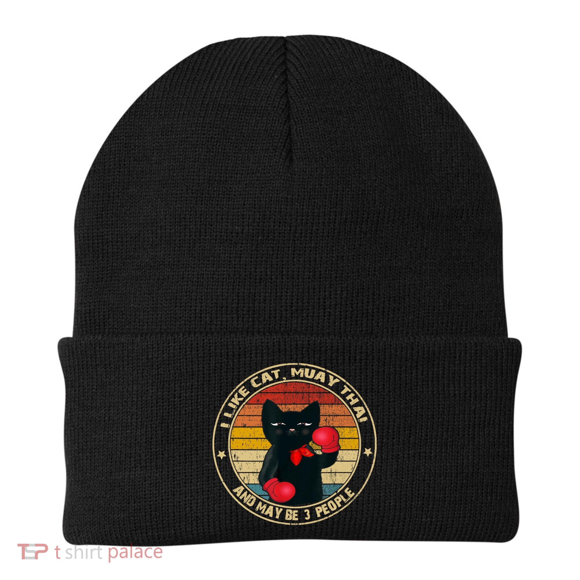 Muay Thai Funny Cat Kickboxing Thailand Boxing Cat Boxing Beanie