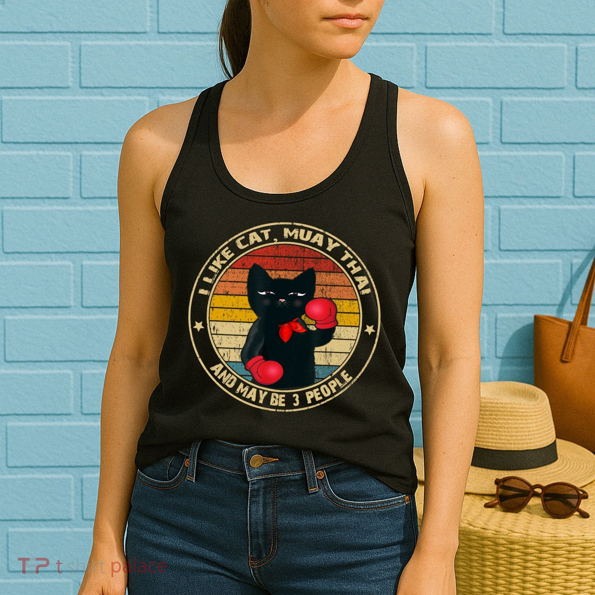 Muay Thai Funny Cat Kickboxing Thailand Boxing Cat Boxing Women's Tank Top