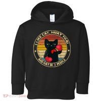 Muay Thai Funny Cat Kickboxing Thailand Boxing Cat Boxing Toddler Hoodie thumb 0
