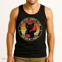 Muay Thai Funny Cat Kickboxing Thailand Boxing Cat Boxing Tank Top thumb 3