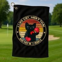Muay Thai Funny Cat Kickboxing Thailand Boxing Cat Boxing Golf Towel thumb 1