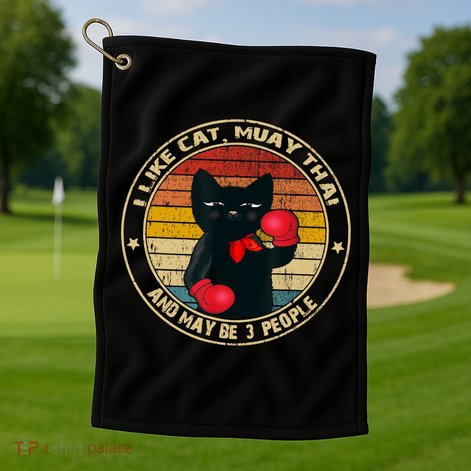 Muay Thai Funny Cat Kickboxing Thailand Boxing Cat Boxing Golf Towel