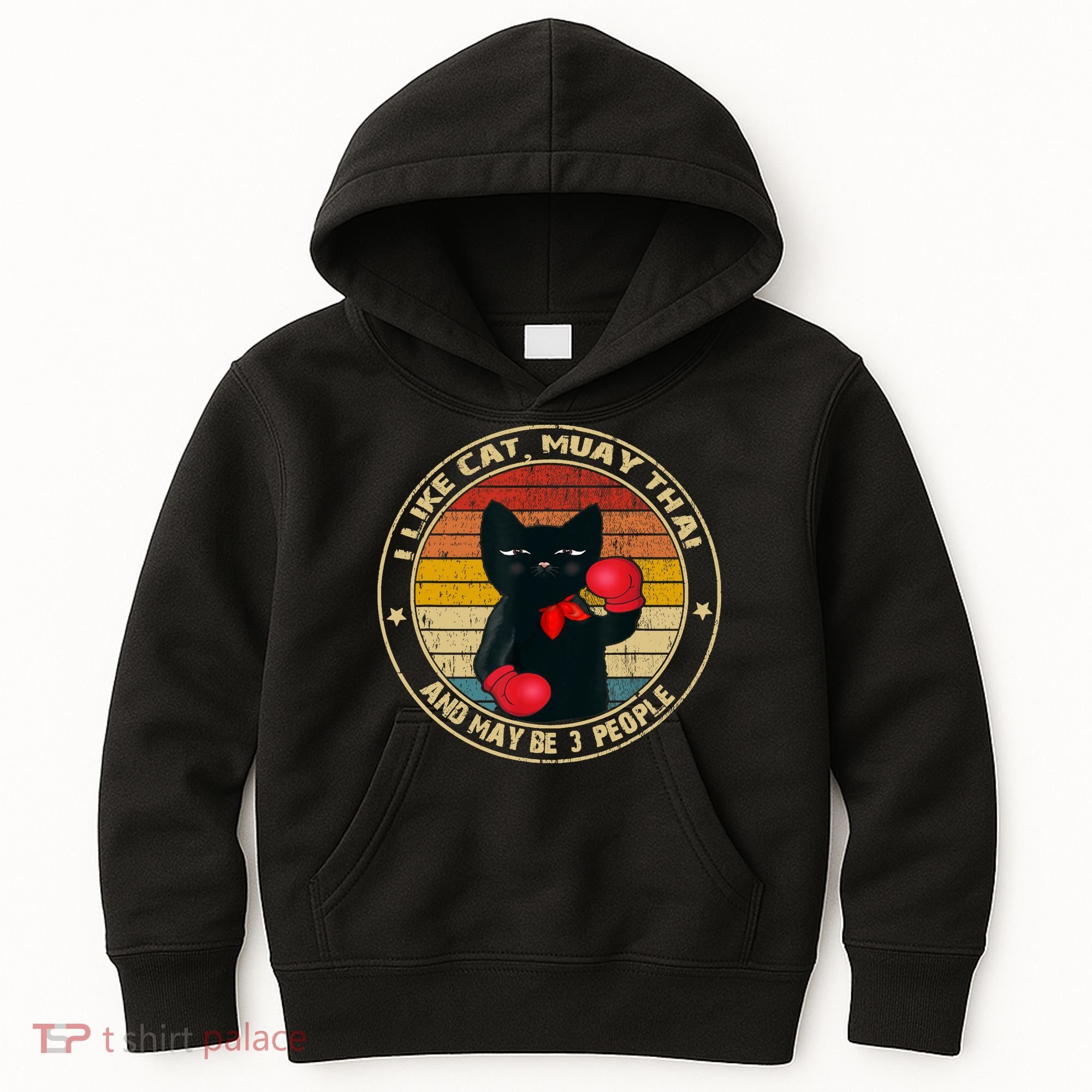 Muay Thai Funny Cat Kickboxing Thailand Boxing Cat Boxing Kids Hoodie