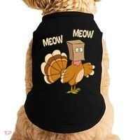 Meow Turkey Funny Thanksgiving Doggie Tank thumb 0