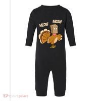 Meow Turkey Funny Thanksgiving Infant Fleece One Piece thumb 0