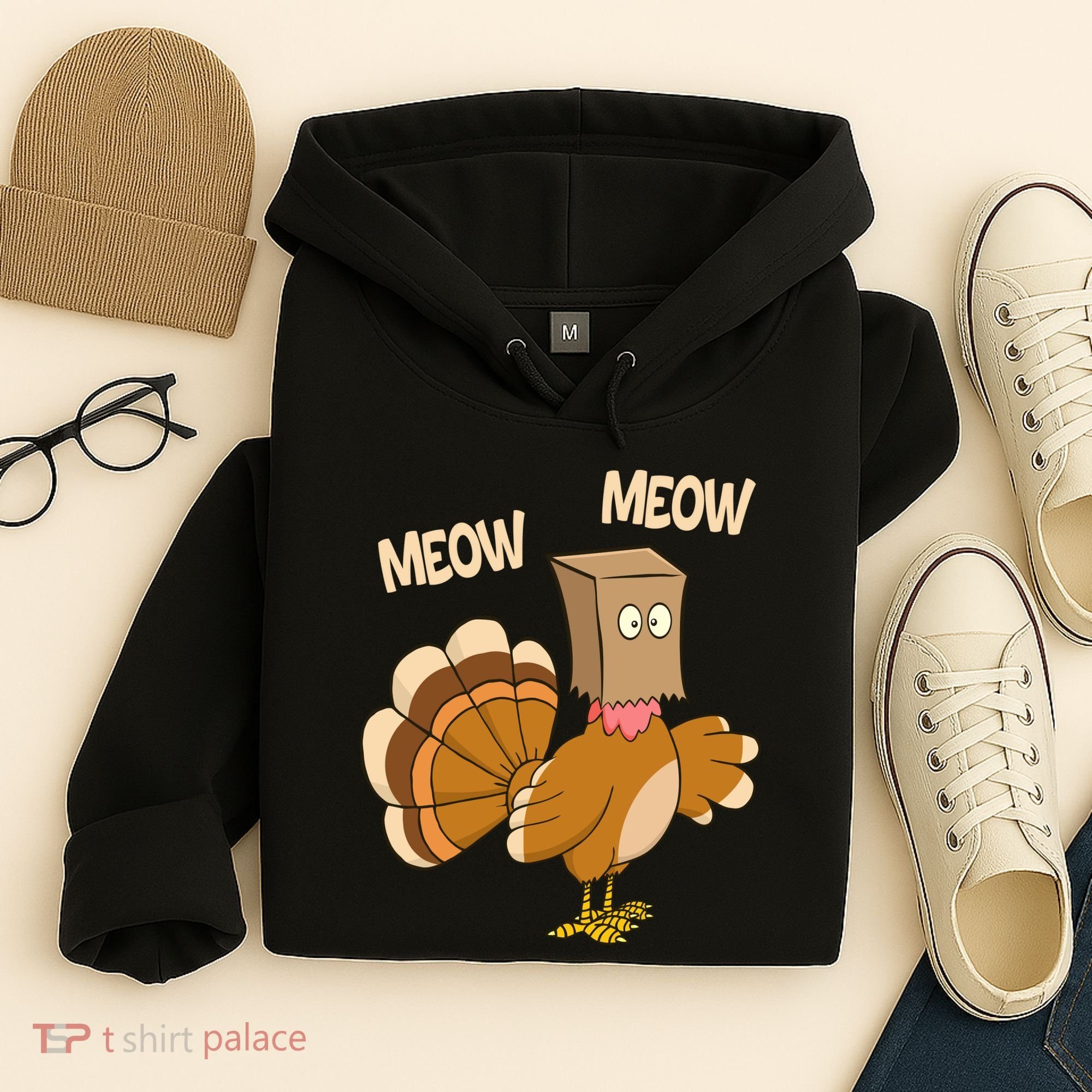 Meow Turkey Funny Thanksgiving Hoodie