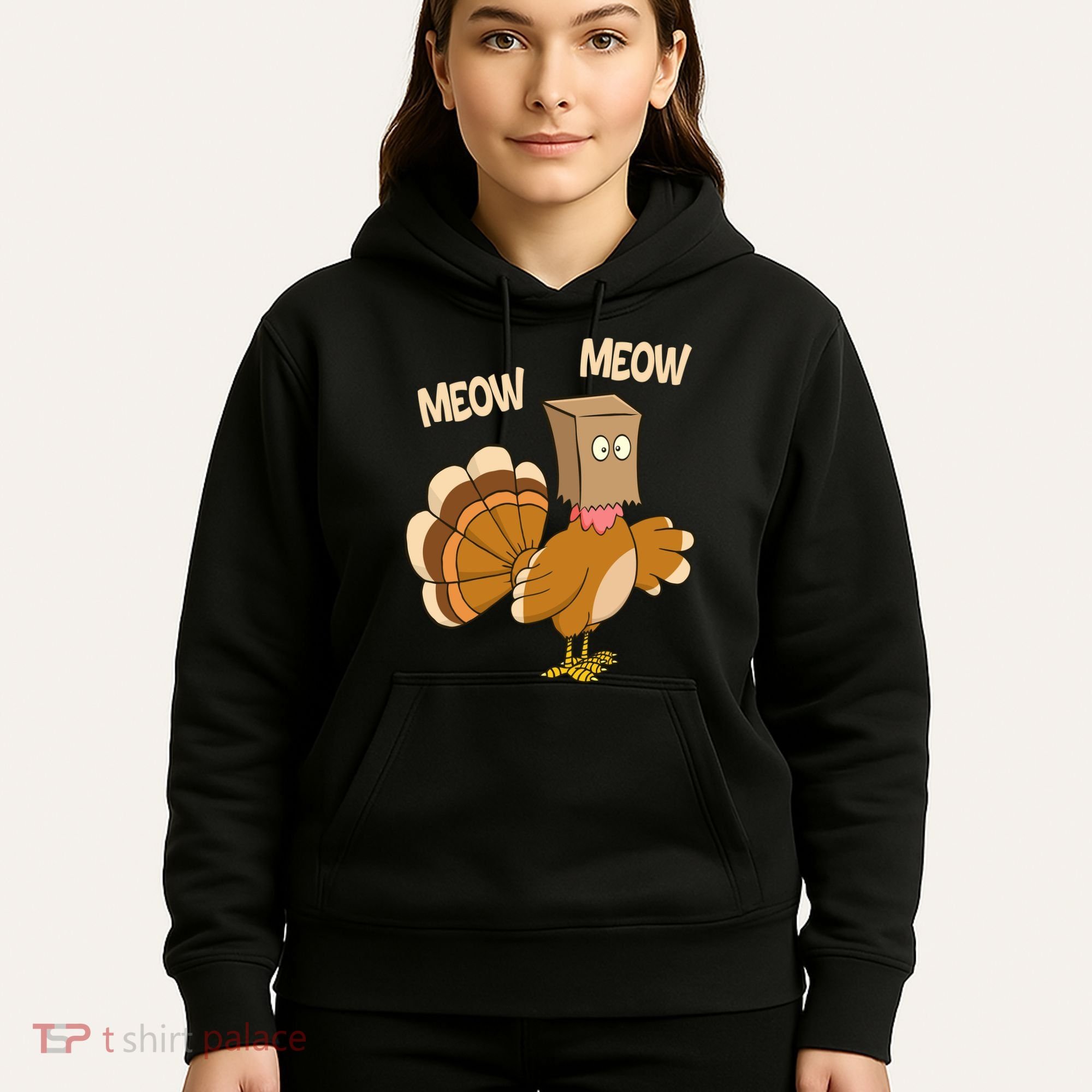 Meow Turkey Funny Thanksgiving Hoodie