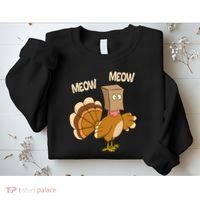 Meow Turkey Funny Thanksgiving Sweatshirt thumb 2